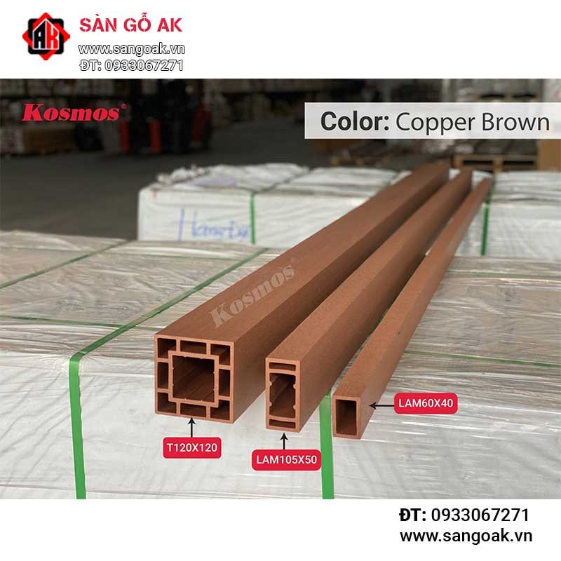 Thanh lam gỗ nhựa ngoài trời Kosmos - LAM60X40 Copper Brown